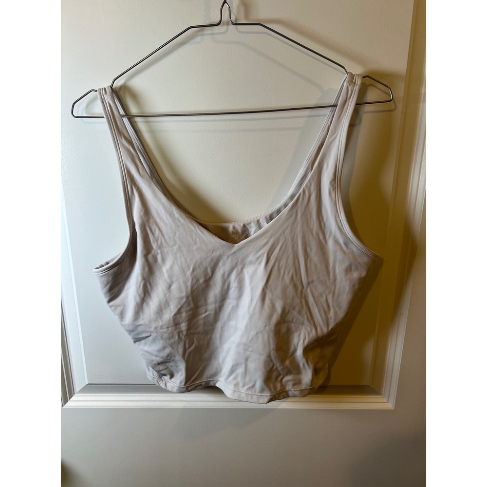 Lululemon Womens Crop Top V-Neck Performance Stretch Light Gray Size L